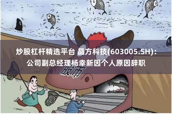 炒股杠杆精选平台 晶方科技(603005.SH)：公司副总经理杨幸新因个人原因辞职