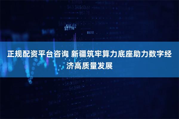 正规配资平台咨询 新疆筑牢算力底座助力数字经济高质量发展