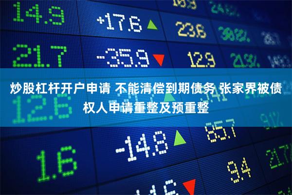 炒股杠杆开户申请 不能清偿到期债务 张家界被债权人申请重整及预重整